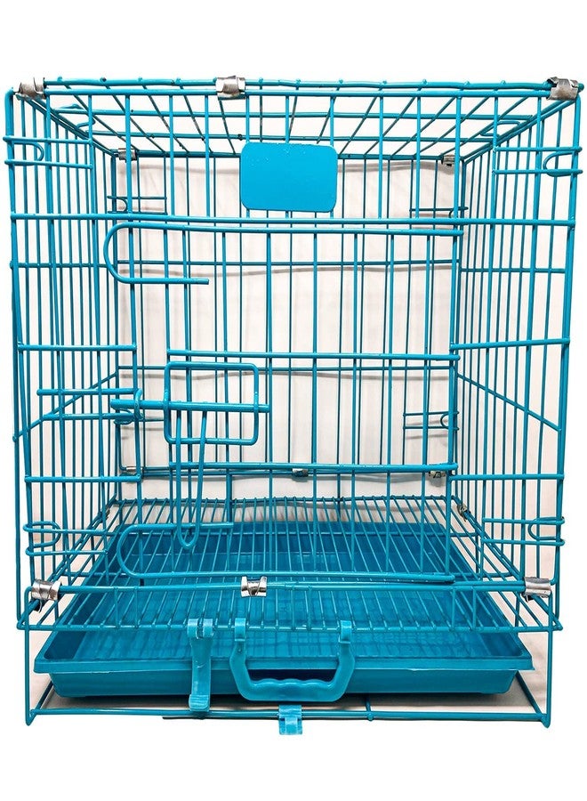 KittuPet Dog Cage Double Door Heavy Duty Folding Metal Kennel for All Breeds (18 Inch Blue cage, (Blue) - Image 2